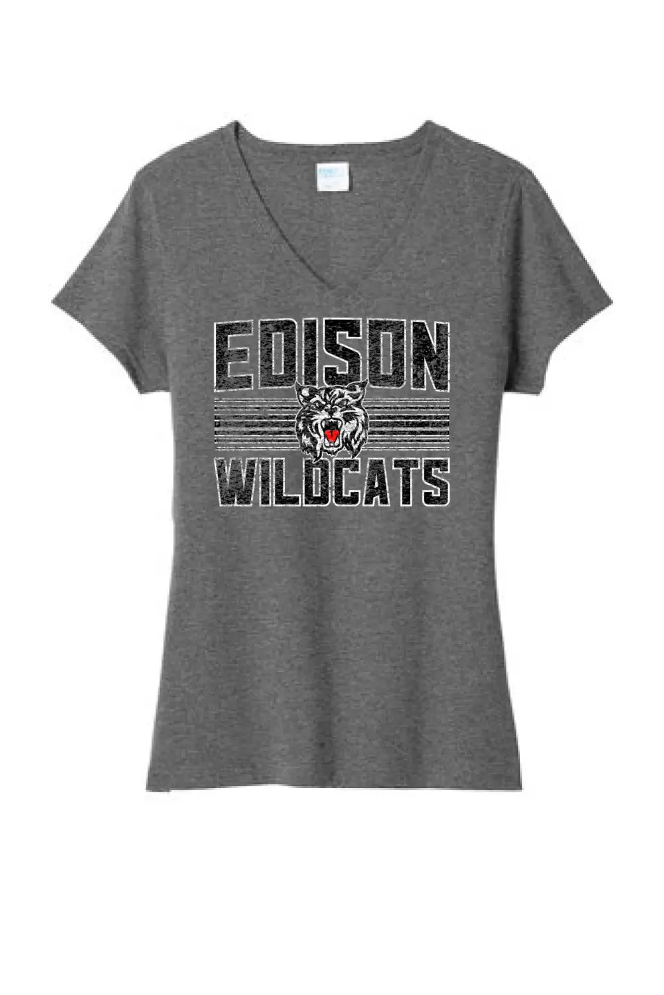 Retro Edison Wildcat Ladies Tri-Blend V-Neck Tee
