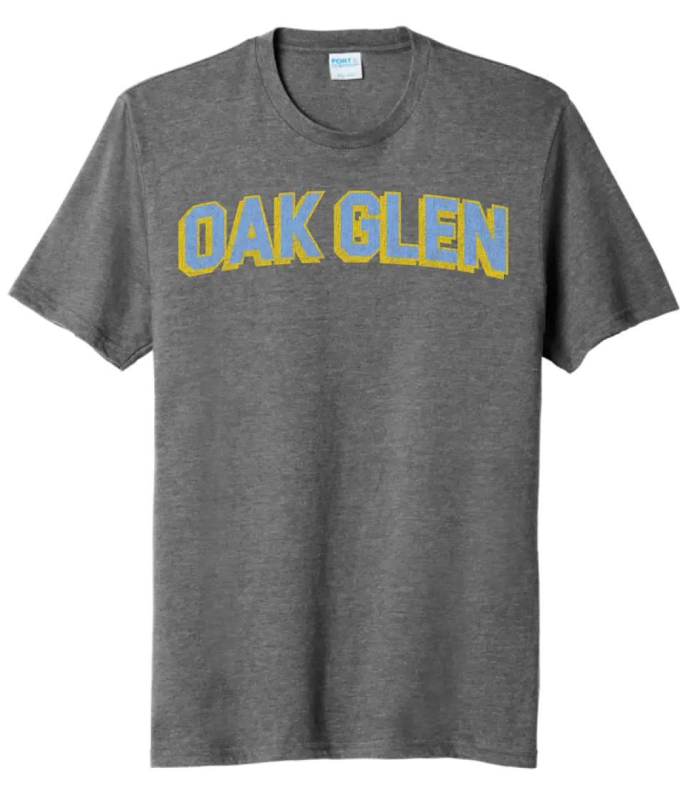 Oak Glen Distressed Letters Tri-Blend Tee