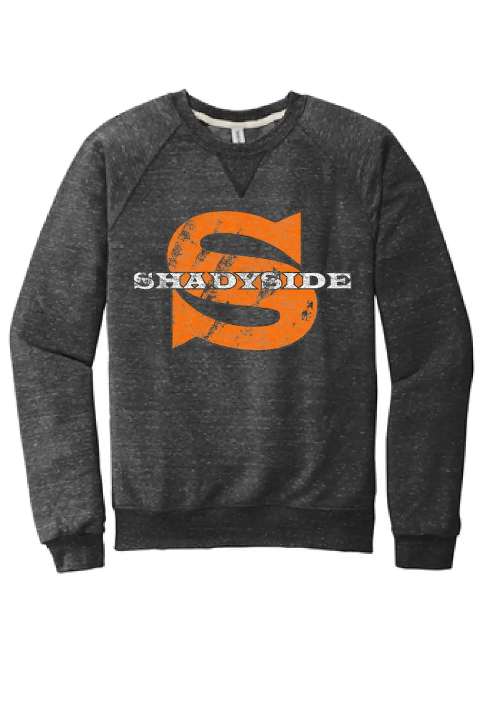 Shadyside Distressed Wide Latin Jerzees Snow Heather French Terry Raglan Crew
