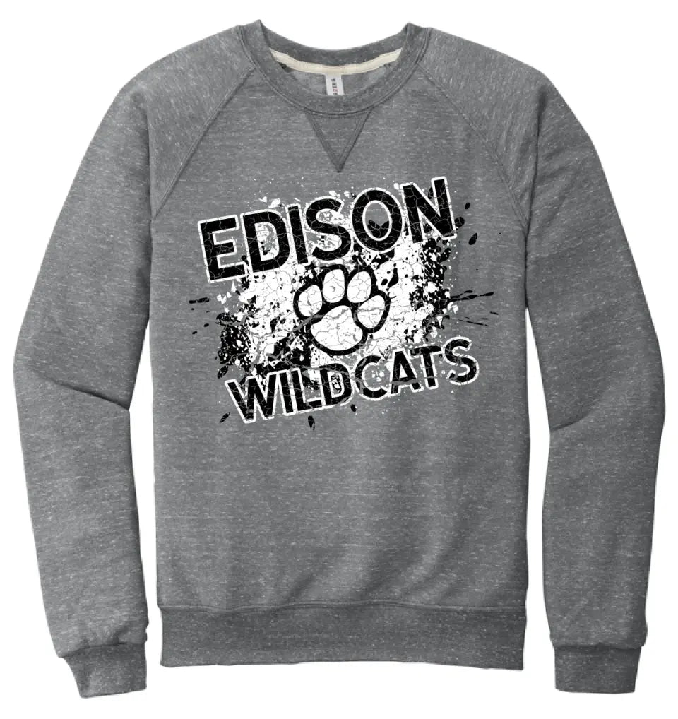 Edison Splatter Jerzees Snow Heather French Terry Raglan Crew