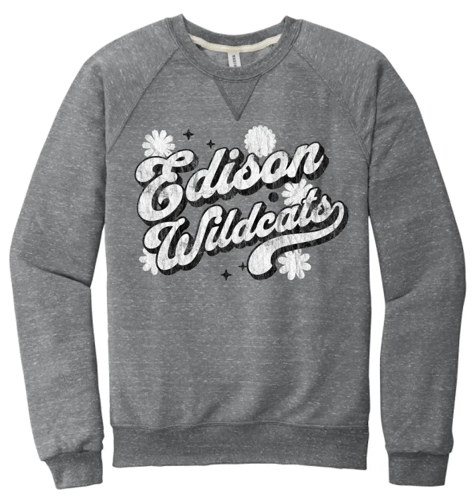 Edison Wildcats 2023-08 Jerzees Snow Heather French Terry Raglan Crew