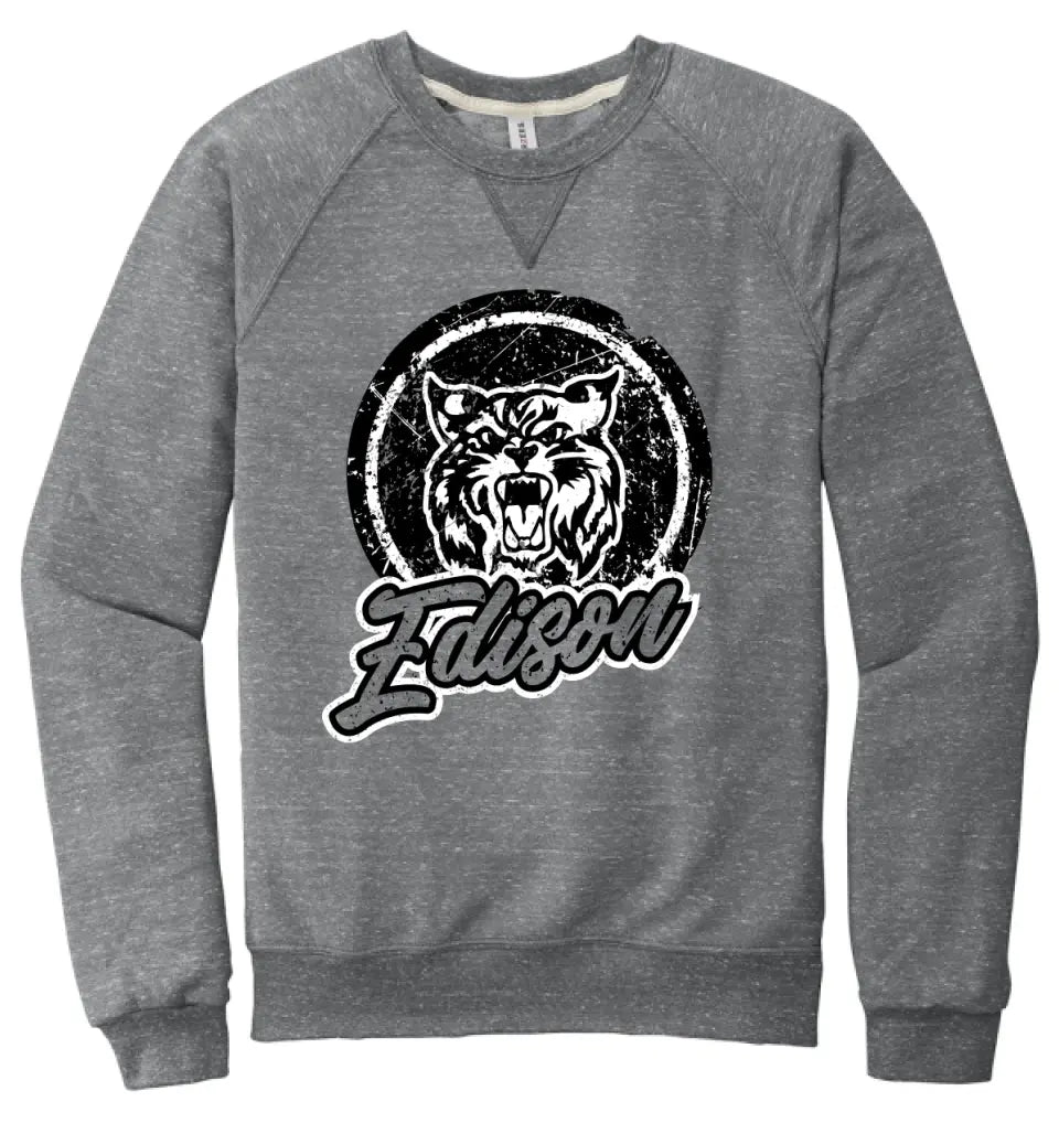 Edison Wildcats 2023-01 Jerzees Snow Heather French Terry Raglan Crew
