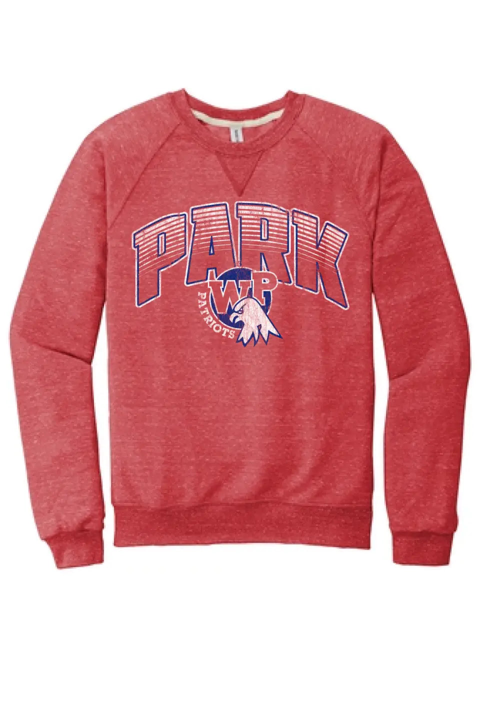 Wheeling Park 2023- 12 Distressed Jerzees Snow Heather French Terry Raglan Crew