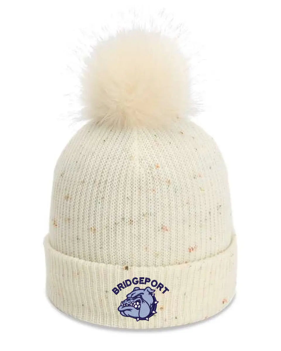 Bridgeport Blue Embroidery The Montage Pom Cuffed Beanie