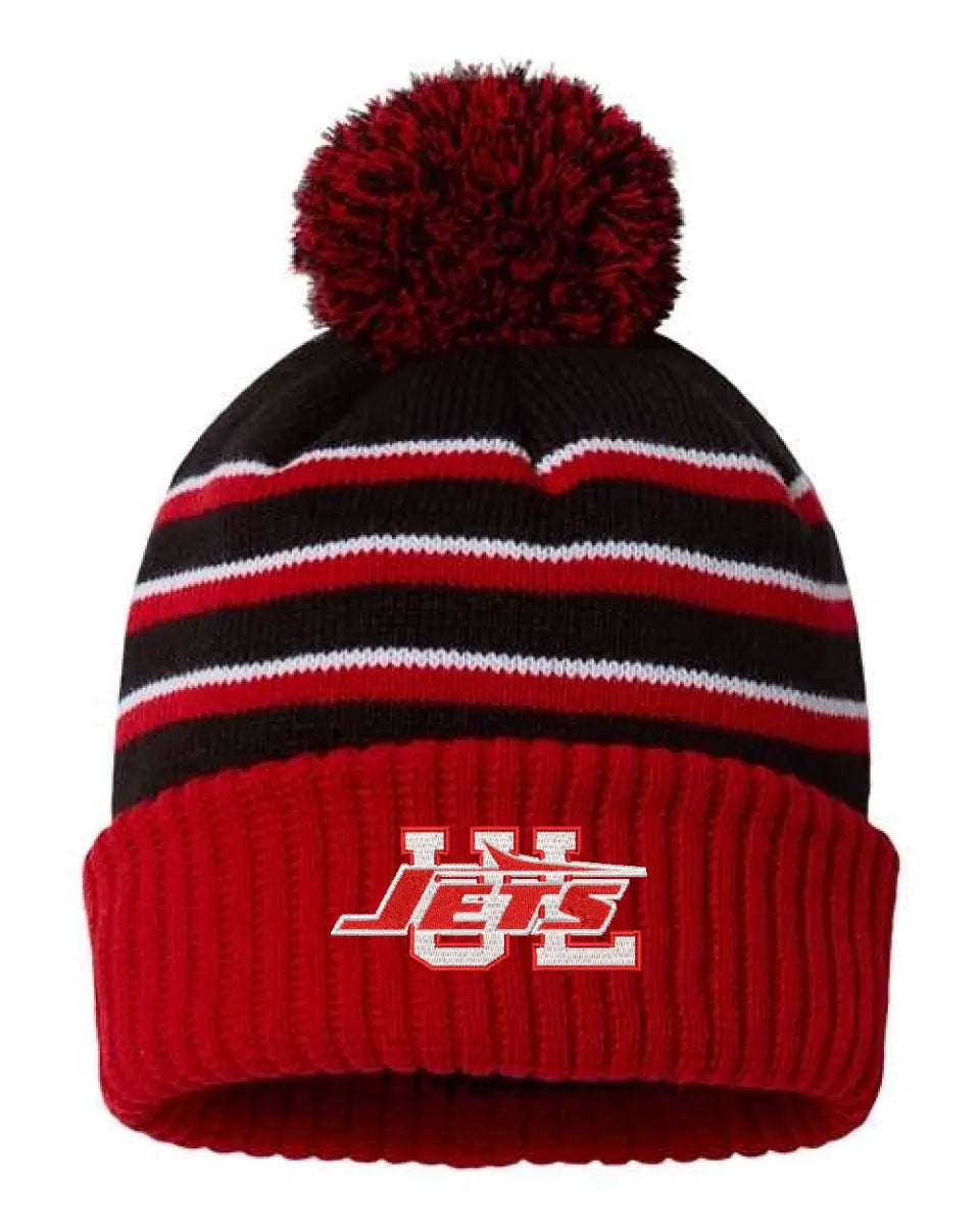 Union Local Embroidery Stripe Pom Cuffed Beanie