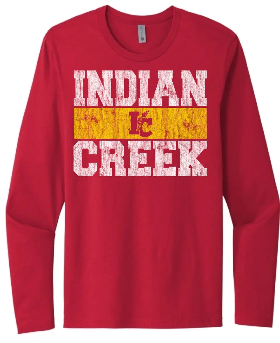 Indian Creek Distressed Block Next Level Cotton Long Sleeve Tee