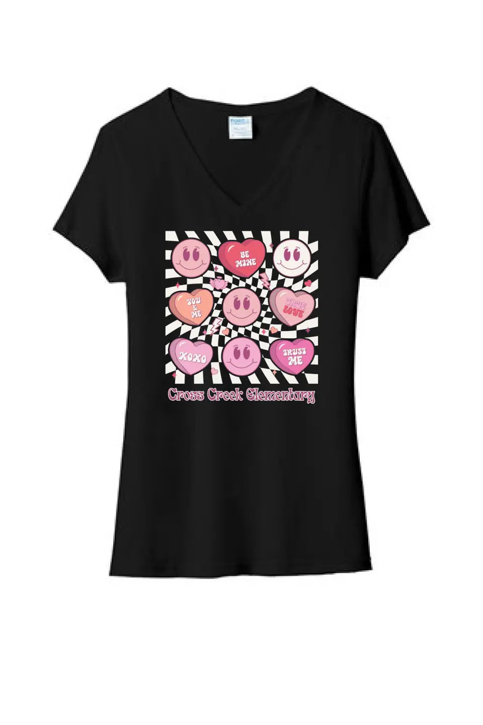 Cross Creek Elem Hearts Ladies Tri-Blend V-Neck Tee