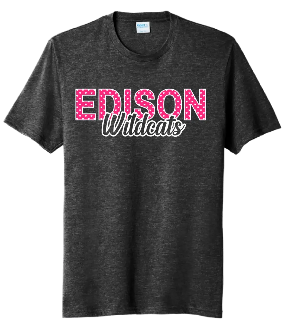 Edison Wildcats Hearts Tri-Blend Tee