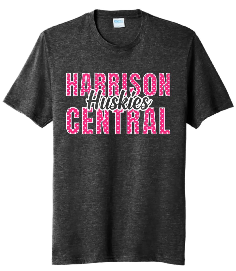 Harrison Central Huskies Hearts Tri-Blend Tee