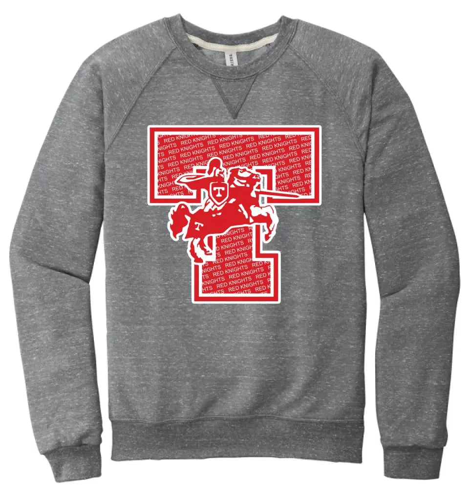 Toronto T Filled Jerzees Snow Heather French Terry Raglan Crew