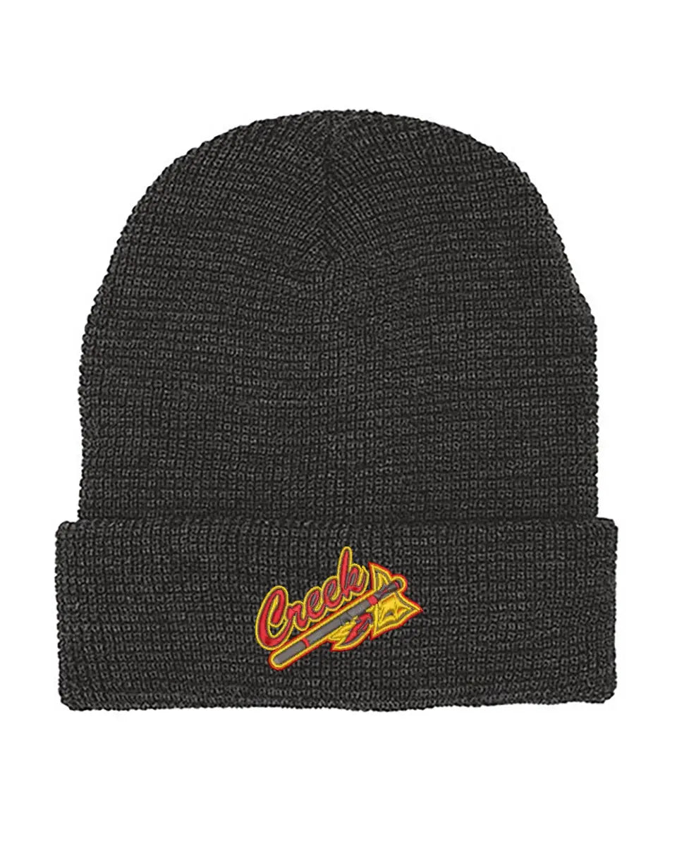 Indian Creek Tomahawk Embroidery Mega Cap 5001C Waffle Knit Cuff Beanie