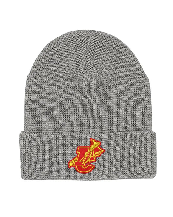 Indian Creek IC Logo with Tomahawk Embroidery Mega Cap 5001C Waffle Knit Cuff Beanie