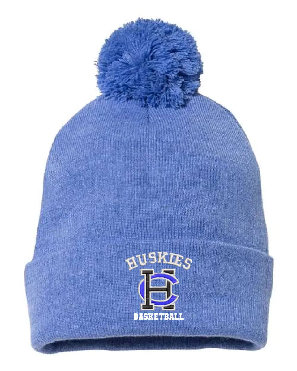 Harrison Central Custom Embroidery 12" Pom-Pom Cuffed Beanie