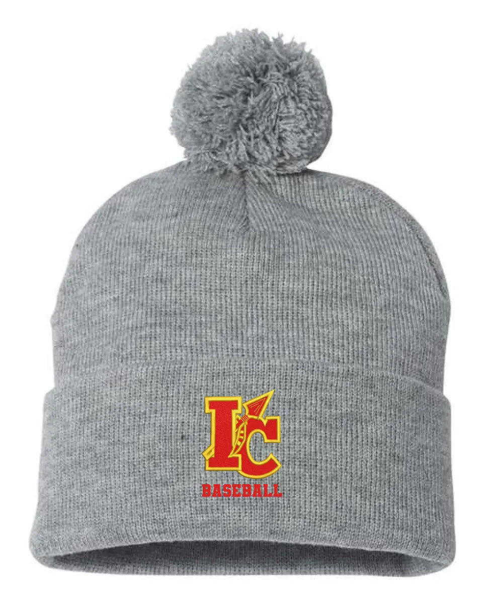 Indian Creek Custom Embroidery 12" Pom-Pom Cuffed Beanie