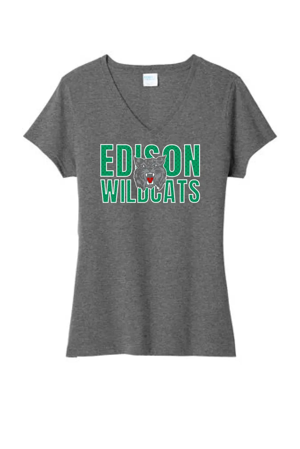 St. Patrick's Day School Logo- Edison Ladies Tri-Blend V-Neck Tee