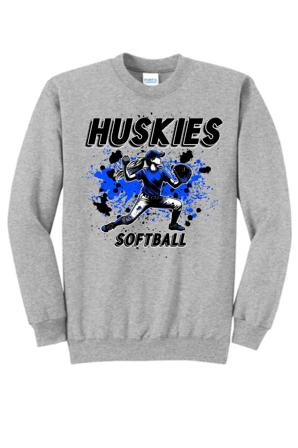 Softball Throw- Royal Blue CUSTOM TEXT Core Fleece Crewneck Sweatshirt