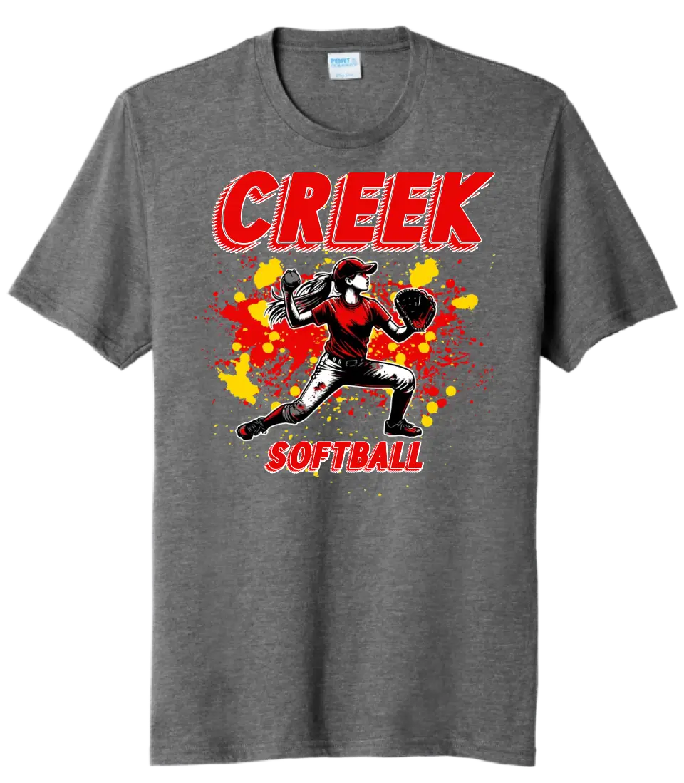 Softball Throw- Red and Gold CUSTOM TEXT Tri-Blend Tee