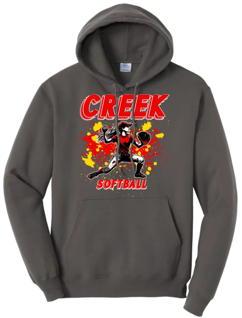 Softball Throw- Red and Gold CUSTOM TEXT Core Fleece Crewneck Sweatshirt