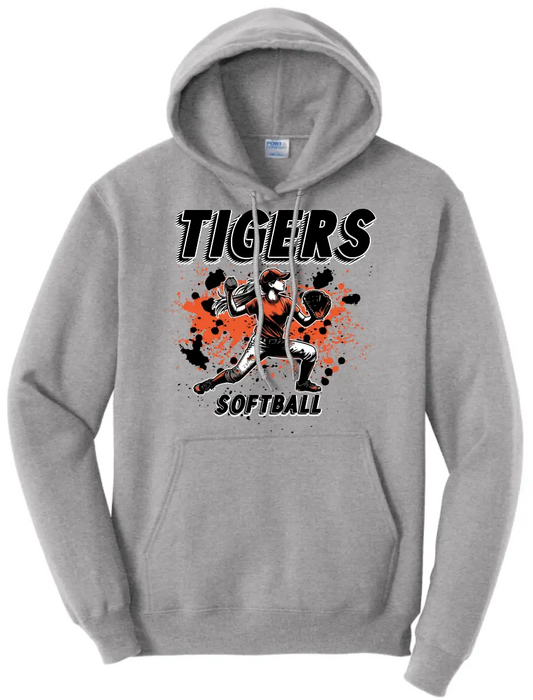 Softball Throw- Orange and Black CUSTOM TEXT Core Fleece Crewneck Sweatshirt