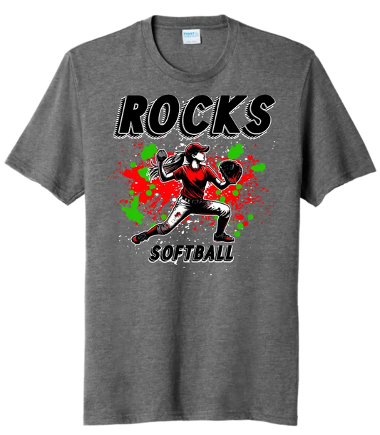 Softball Throw- Red and Green CUSTOM TEXT Tri-Blend Tee
