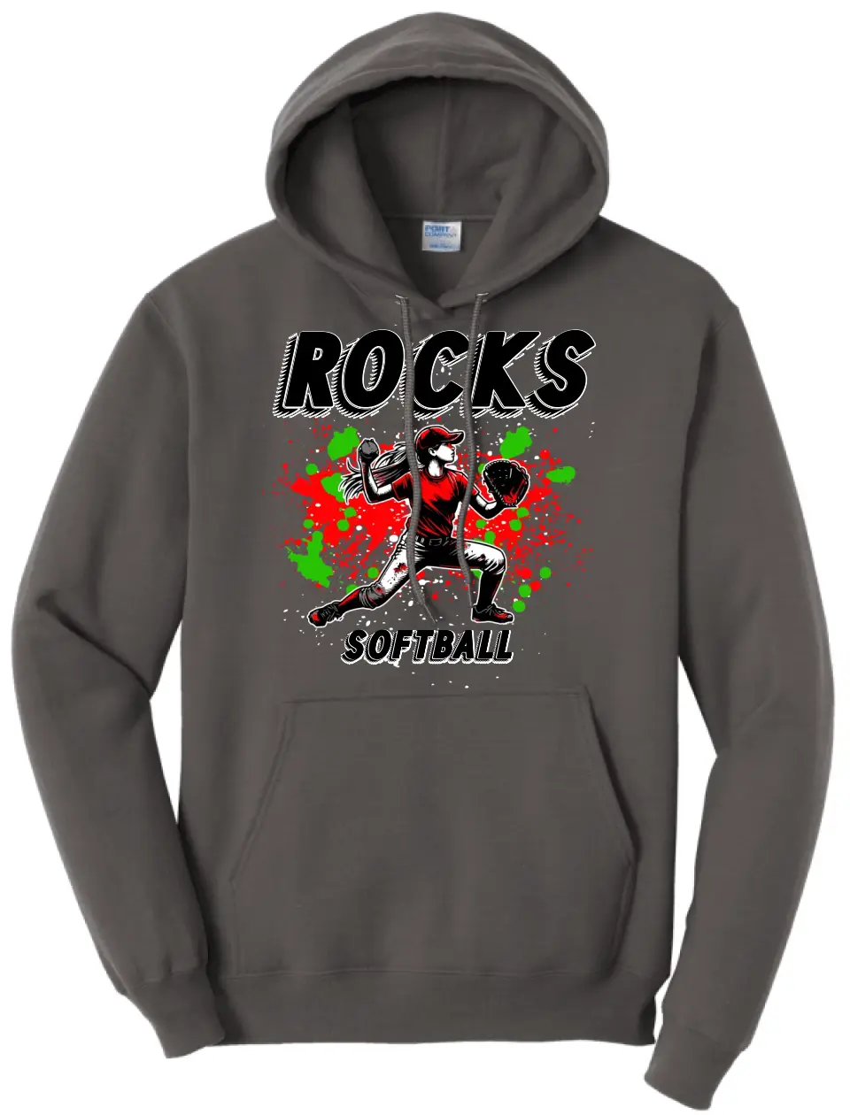 Softball Throw- Red and Green CUSTOM TEXT Core Fleece Crewneck Sweatshirt