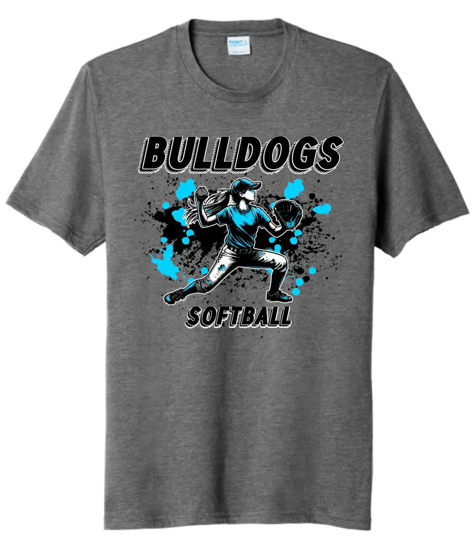 Softball Throw- Light Blue and Black CUSTOM TEXT Tri-Blend Tee