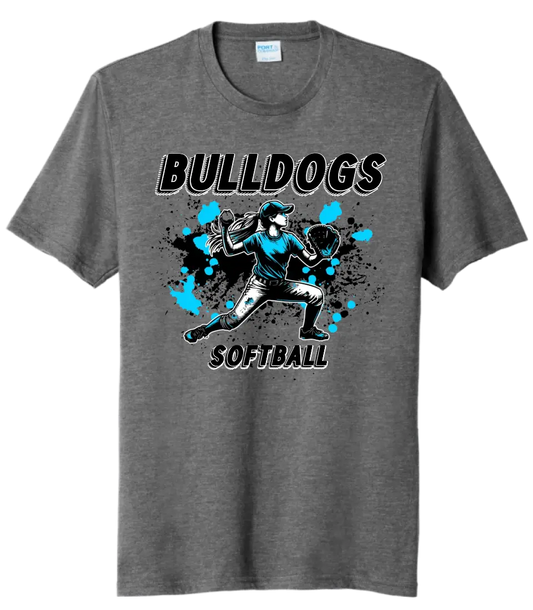 Softball Throw- Light Blue and Black CUSTOM TEXT Tri-Blend Tee