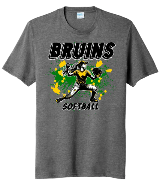 Softball Throw- Gold and Green CUSTOM TEXT Tri-Blend Tee