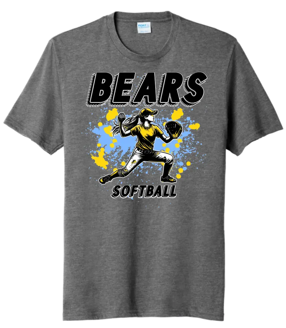 Softball Throw- Light Blue and Yellow CUSTOM TEXT Tri-Blend Tee