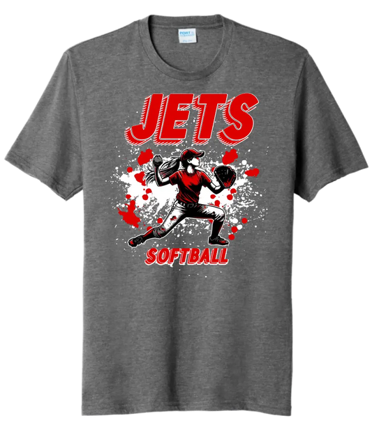 Softball Throw- Red and White CUSTOM TEXT Tri-Blend Tee