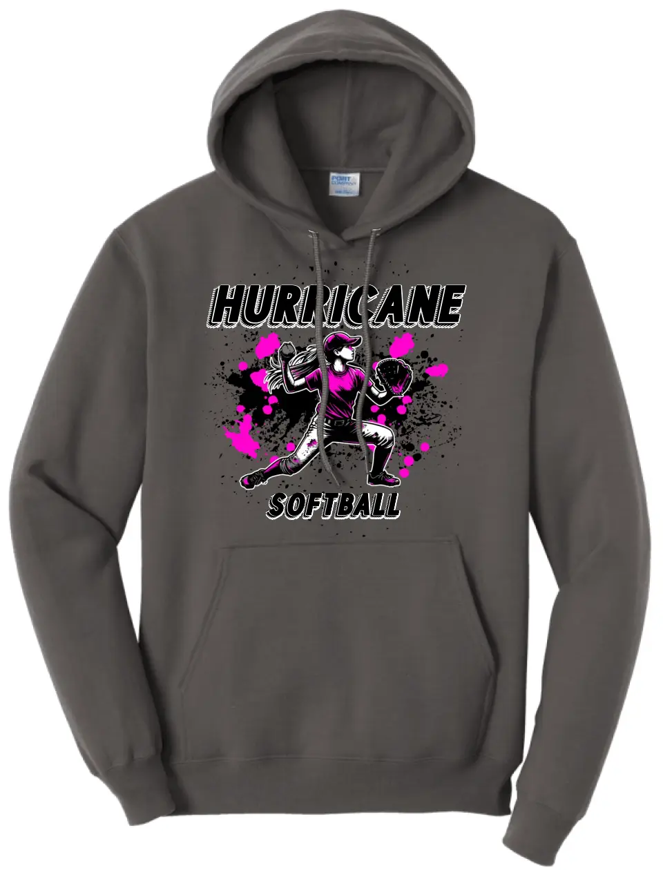 Softball Throw- Pink and Black CUSTOM TEXT Core Fleece Crewneck Sweatshirt