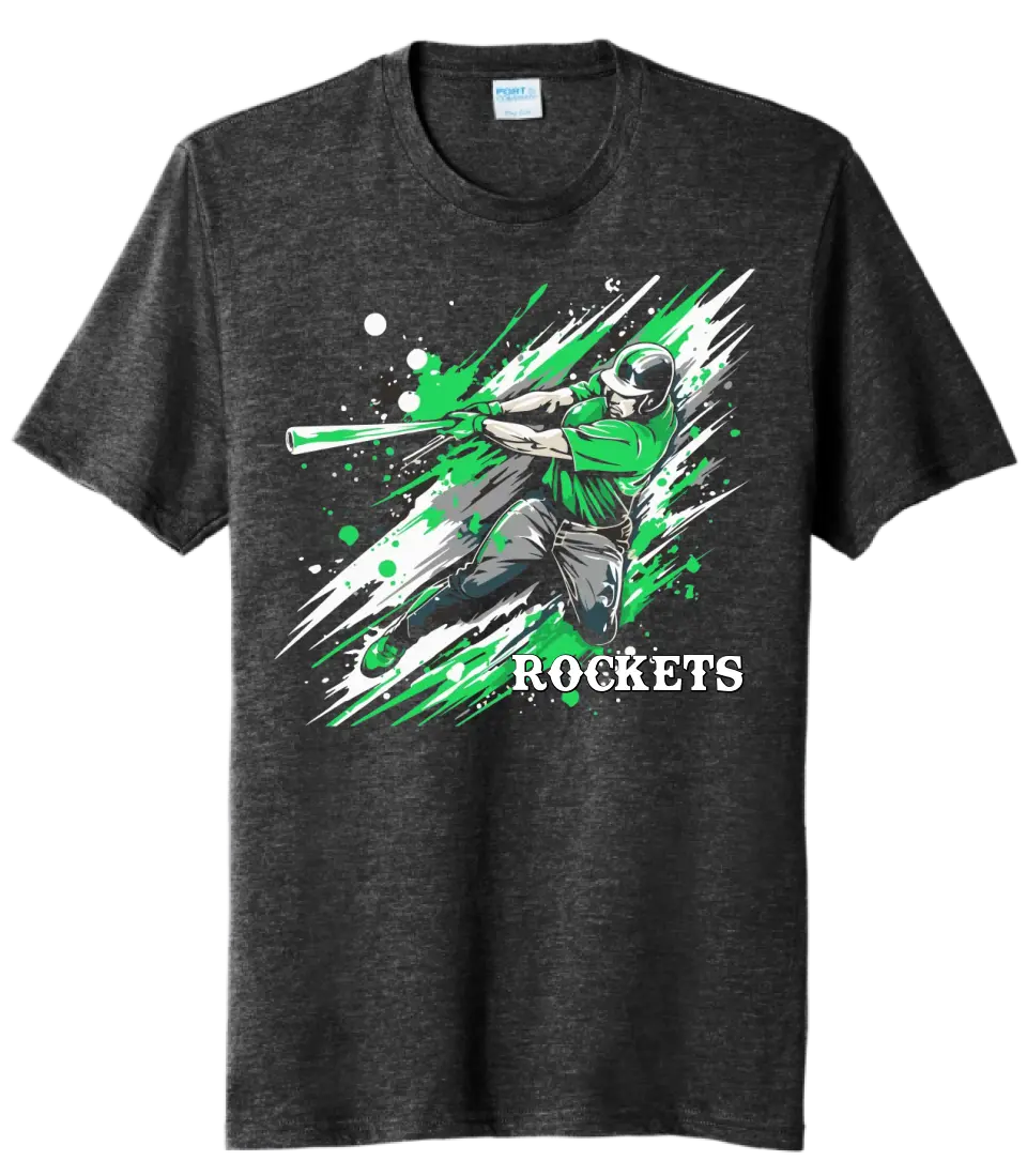 Baseball Slugger- Light Green CUSTOM TEXT Tri-Blend Tee