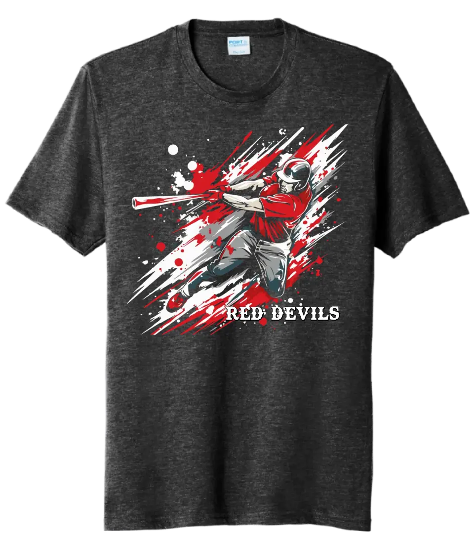 Baseball Slugger- Red CUSTOM TEXT Tri-Blend Tee