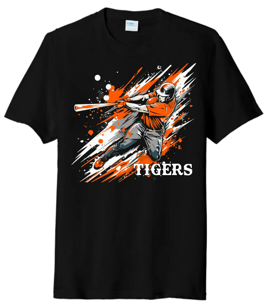 Baseball Slugger- Orange CUSTOM TEXT Tri-Blend Tee