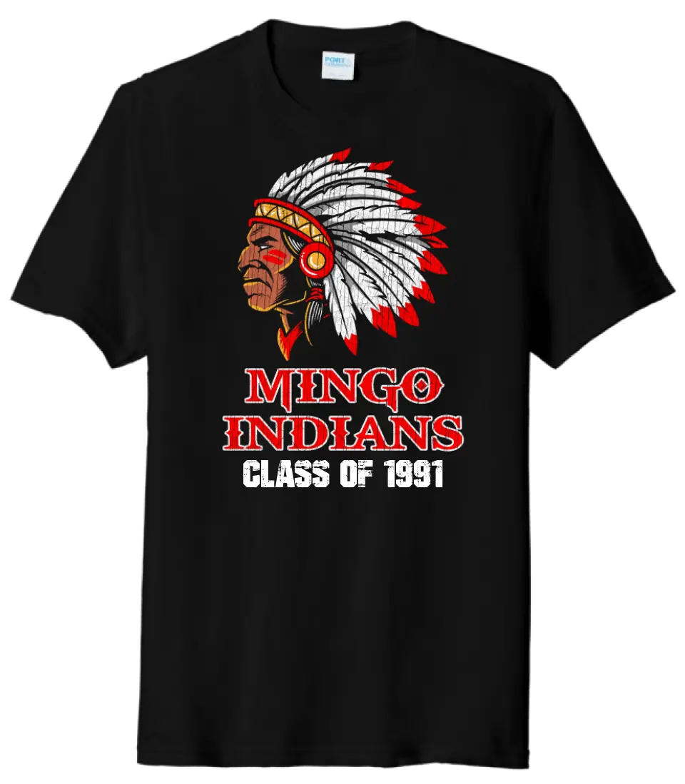 Mingo Indians Distressed Design 01 Custom Graduation Tri-Blend Tee
