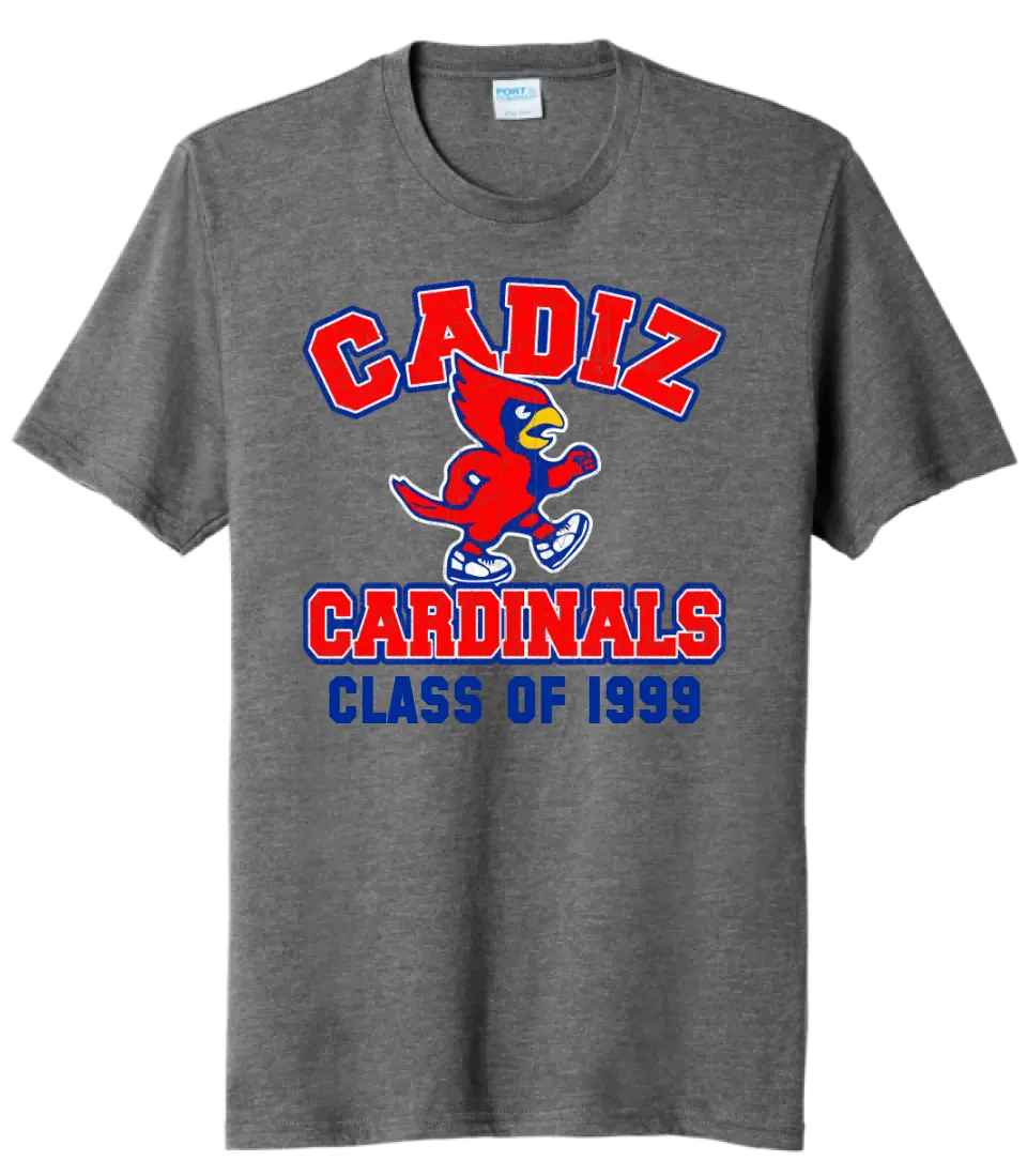 Cadiz Cardinals Walking Distressed Custom Graduation Year Tri-Blend Tee