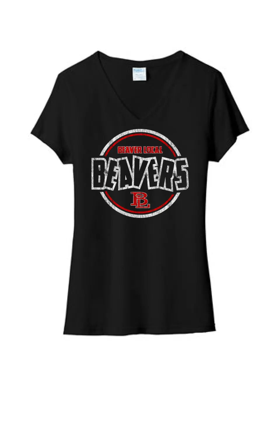 Beaver Local 2023-13 Distressed Ladies Tri-Blend V-Neck Tee
