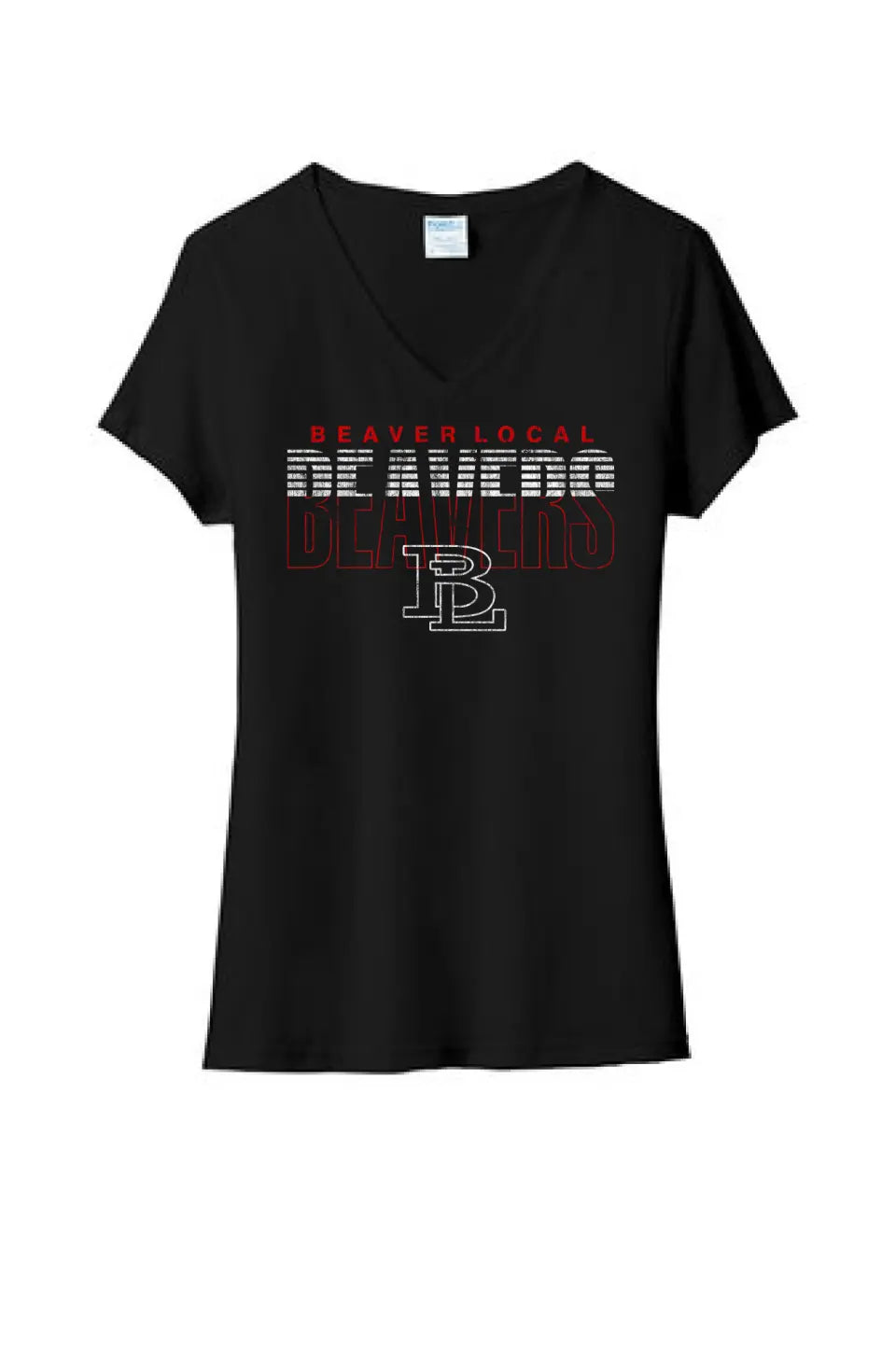 Beaver Local 2023-11 Distressed Ladies Tri-Blend V-Neck Tee