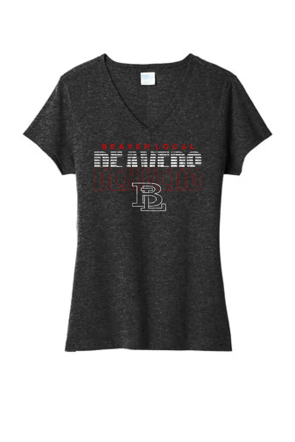 Beaver Local 2023-11 Distressed Ladies Tri-Blend V-Neck Tee