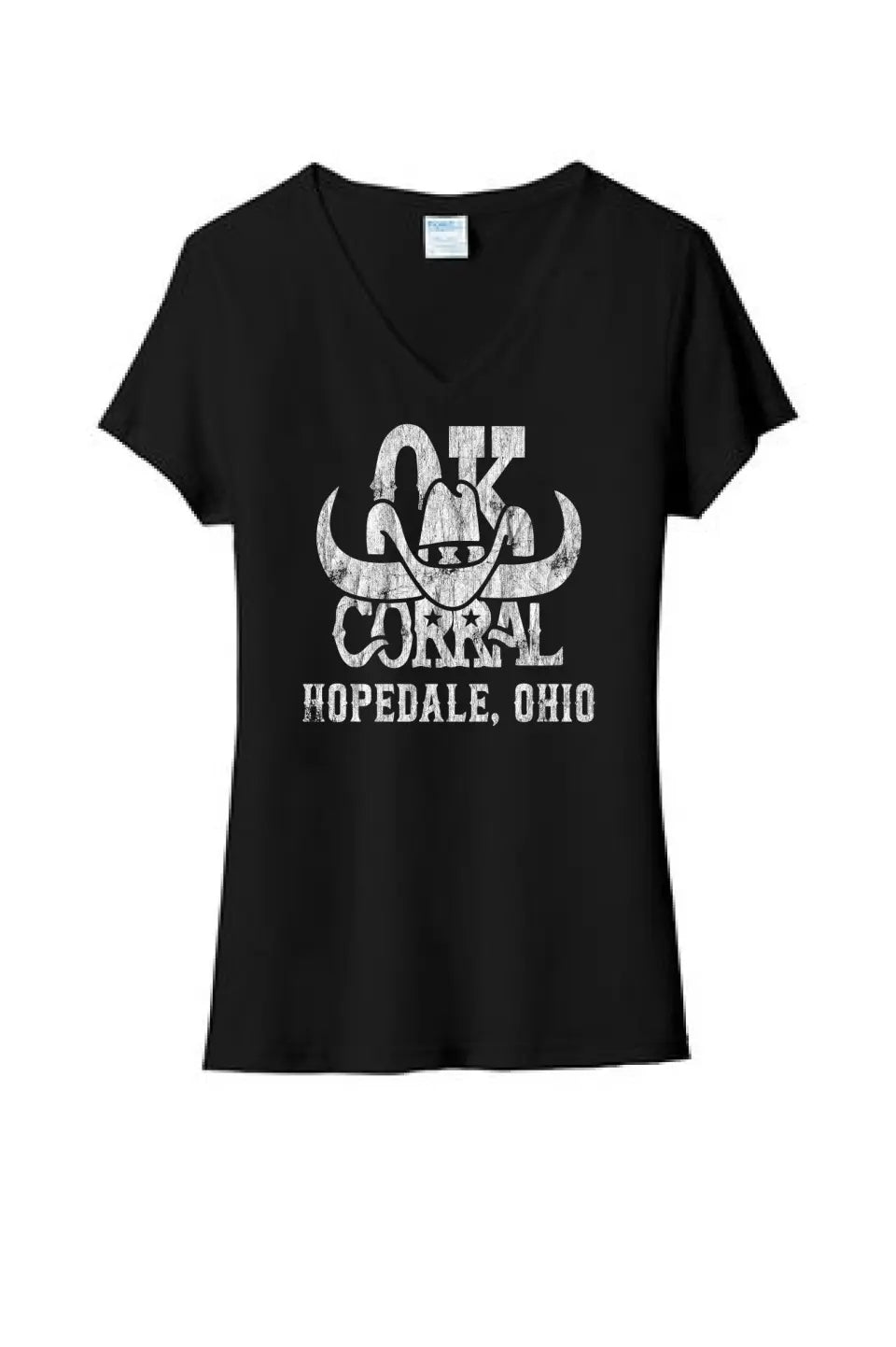 Restaurants- OK Corral Dark Ladies Tri-Blend V-Neck Tee