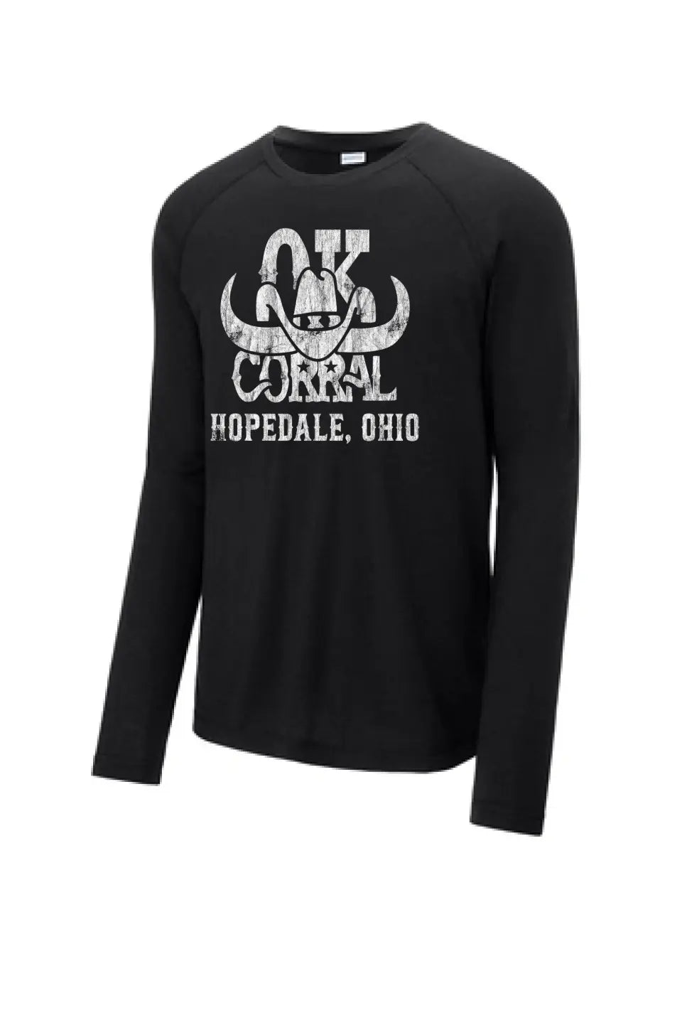 Restaurants- OK Corral Dark Long Sleeve Tri-Blend Wicking Raglan Tee