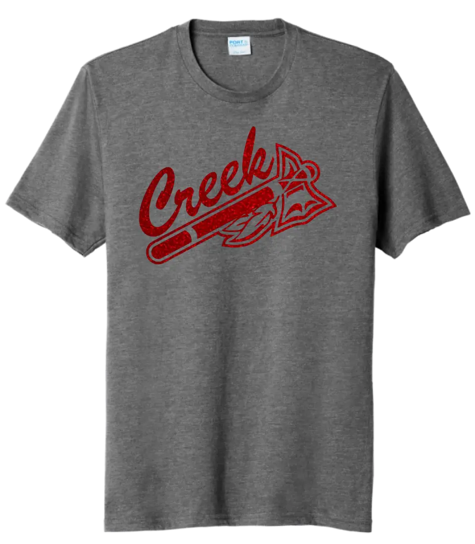 Indian Creek Red Glitter Tomahawk Tri-Blend Tee