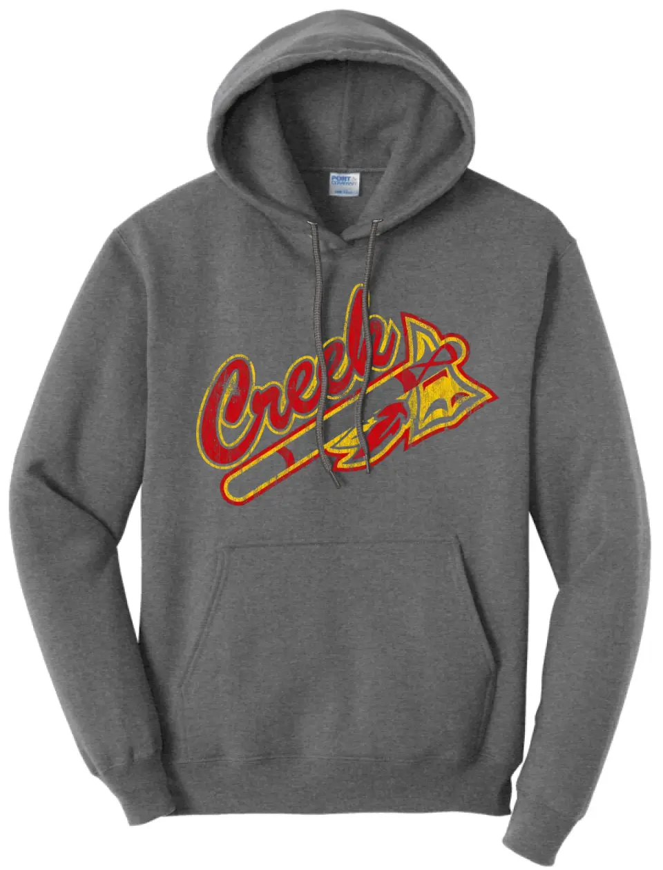 Indian Creek Tomahawk on Grey Core Fleece Pullover Hooded Sweatshirt