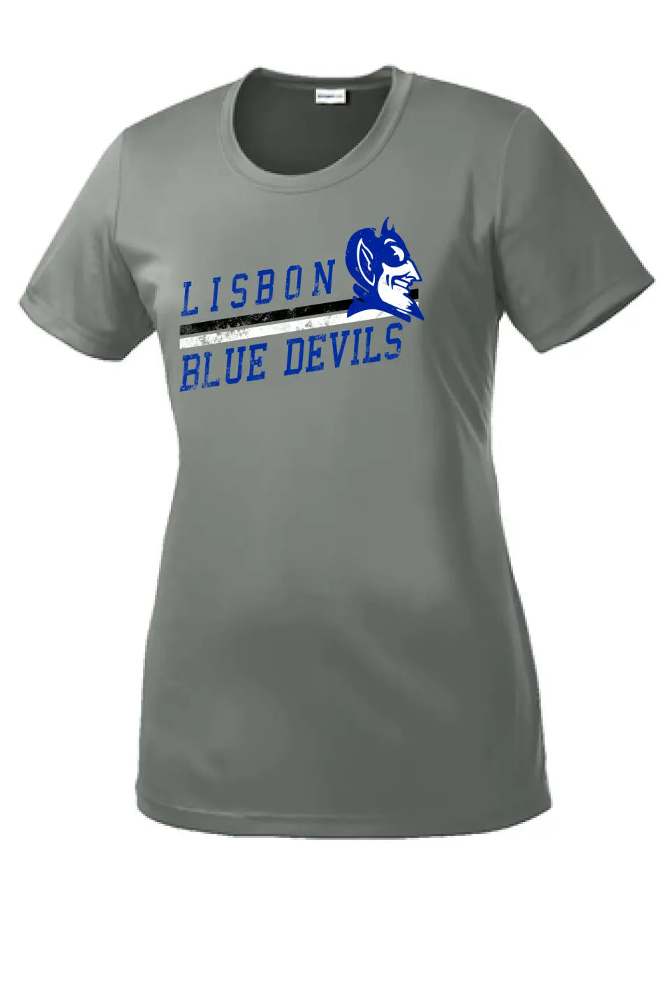 Lisbon Blue Devils Rising Distressed Ladies PosiCharge Competitor Tee