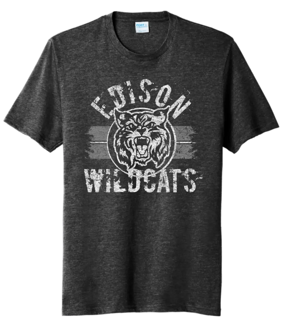 Edison Wildcat 2023-03 Distressed Tri-Blend Tee