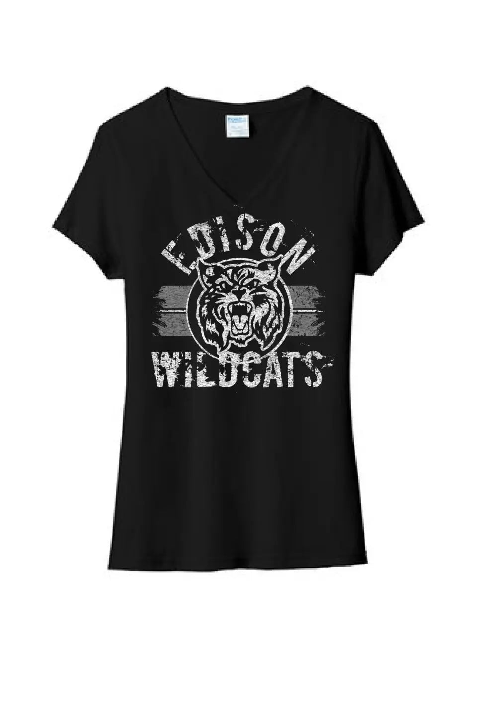 Edison Wildcat 2023-03 Distressed Ladies Tri-Blend V-Neck Tee