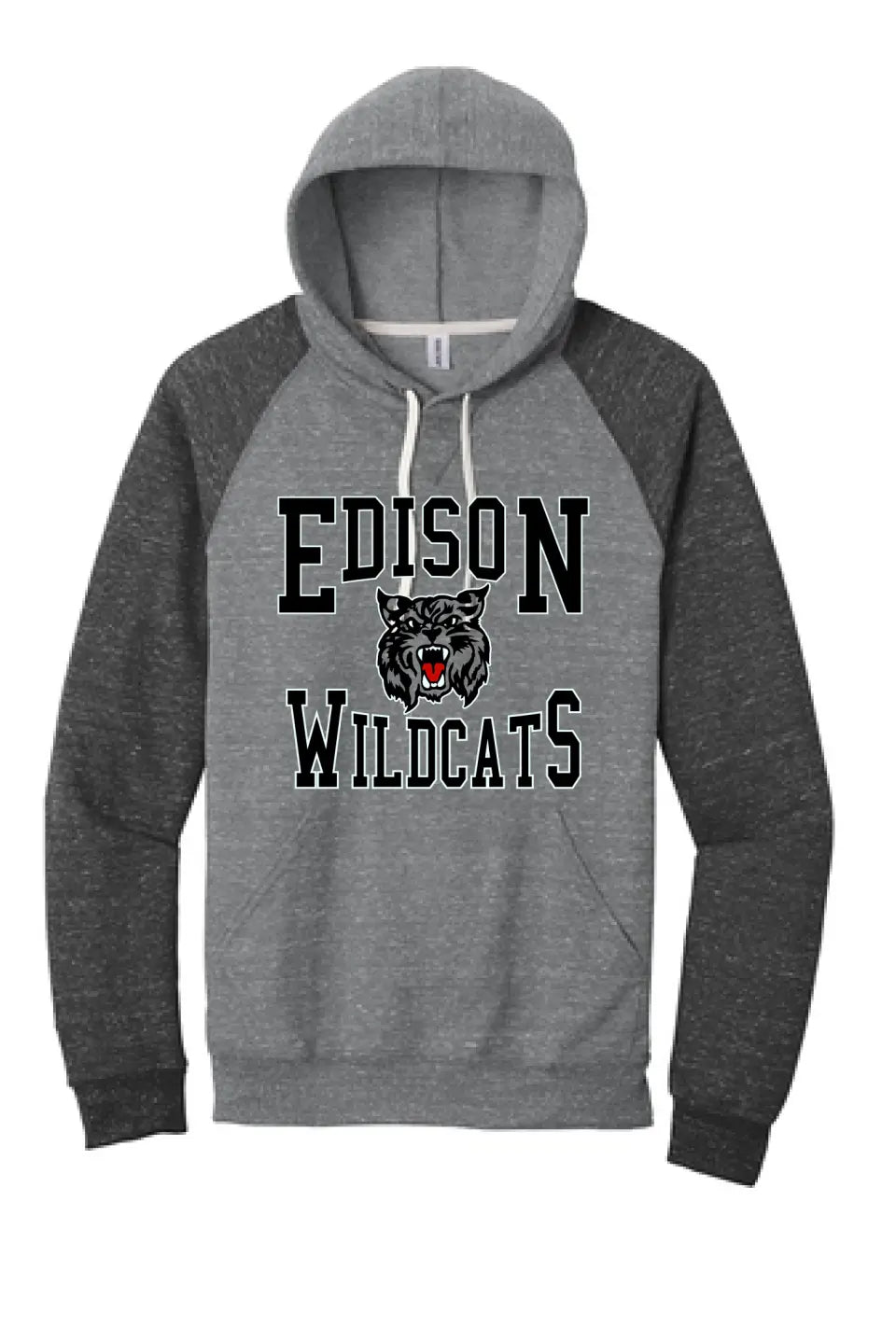 Edison Retro Wildcat Jerzees Snow Heather French Terry Raglan Hoodie