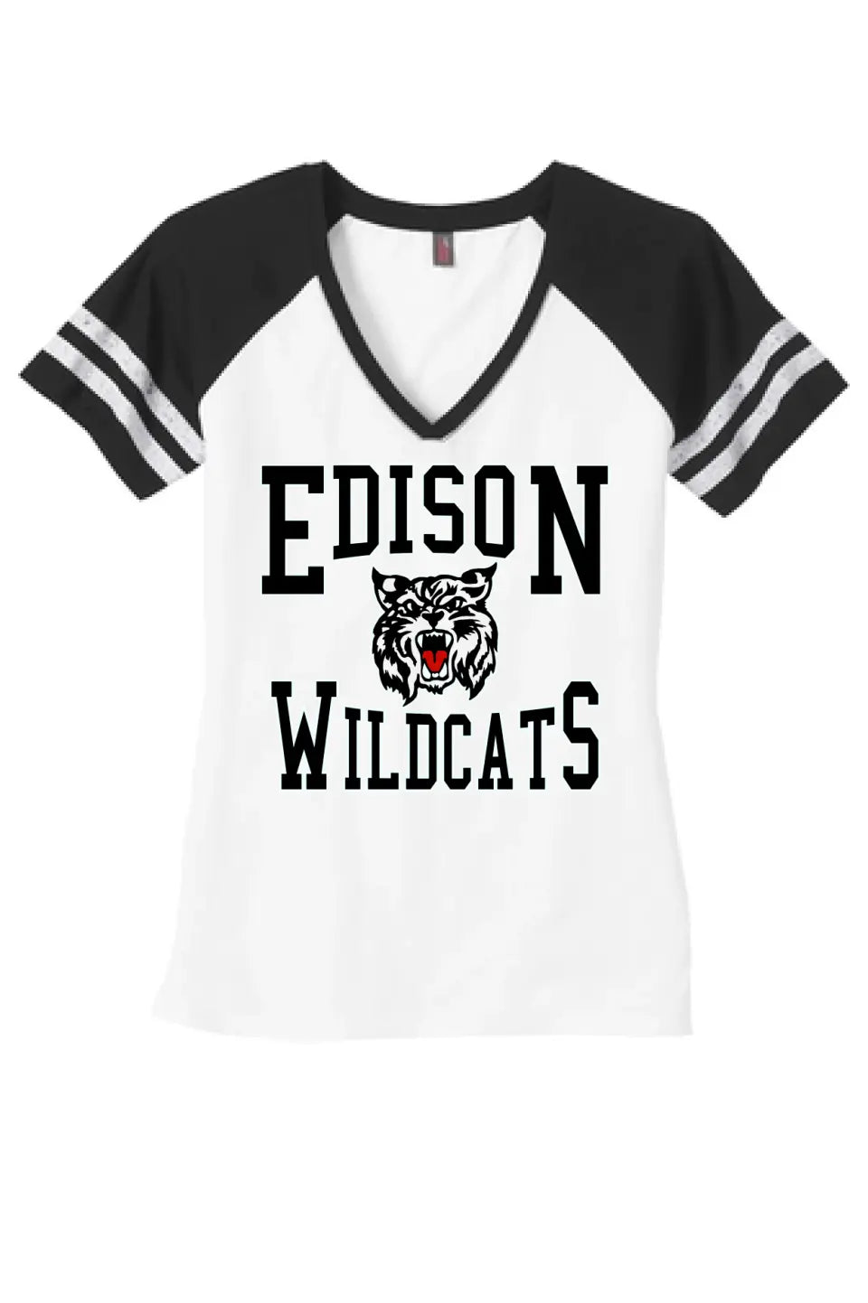 Edison Retro Wildcat Women's Game V-Neck Tee