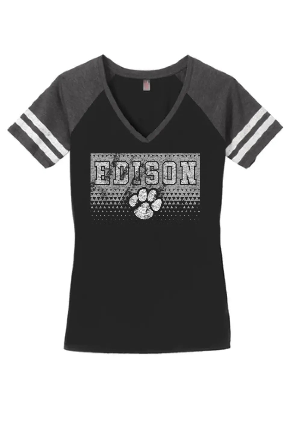 Edison Distressed Triangle Women's Game V-Neck Tee