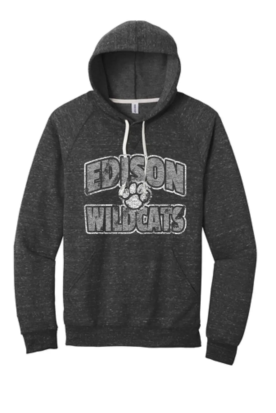 Edison Distressed Paw Jerzees Snow Heather French Terry Raglan Hoodie